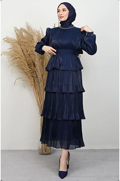 ELİSA Layered Skirt Blouse Set with Pearl Collar and Belt