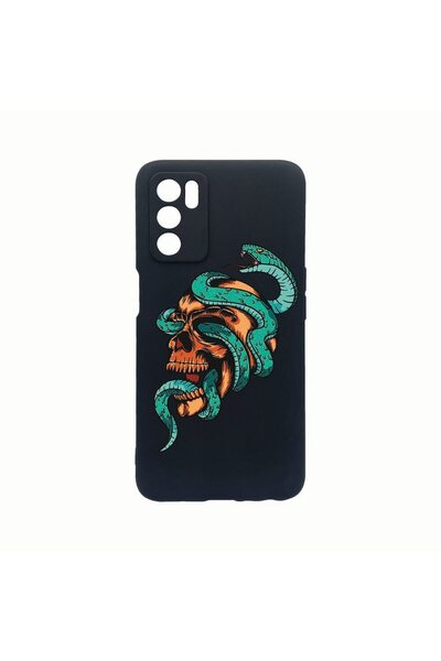 bestcase Силиконов калъф, съвместим с Oppo A16, с дизайн на череп, устойчив н...