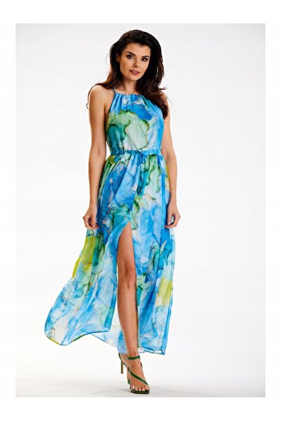 Awama Dress A506, Awama, Polyester, Blue/Green, L-XL INTL
