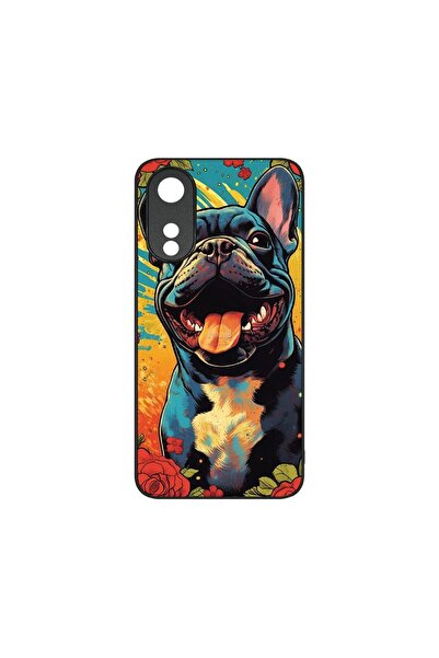 bestcase Тънък стъклен калъф, съвместим с OPPO A78 5G / A58 5G, Френски булдо...