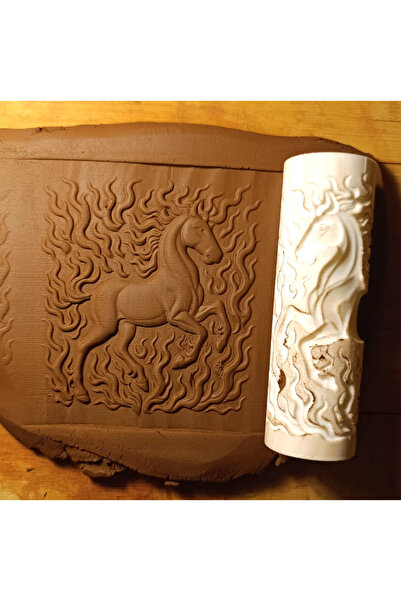 Enbceramic 12 CM AT SERAMİK POLİMER KİL DOKU RULOSU DESEN OKLAVASI