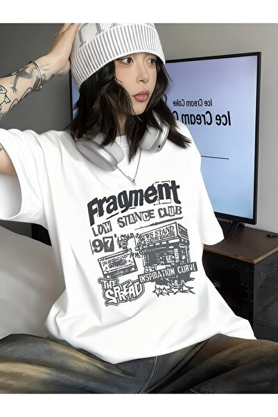 Le Savu Fragment Retro Printed Unisex Oversize T-Shirt