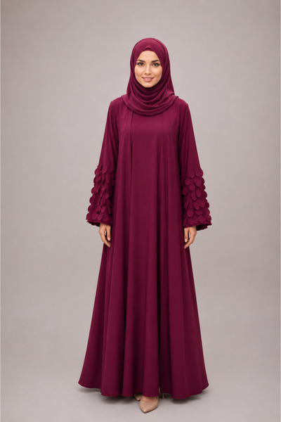 Ophelia Noir Petal Luxe Abaya by with Inner & Matching Hijab