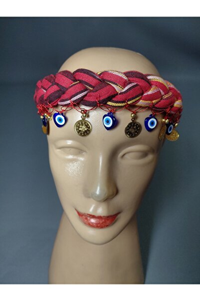 keşancım Keşan Knitted Elastic Bandana with Evil Eye and Gold Sequins