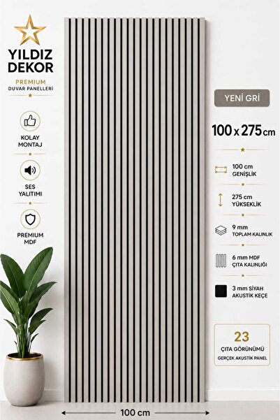 YILDIZ DEKOR duvar paneli 100 x 275 yeni gri