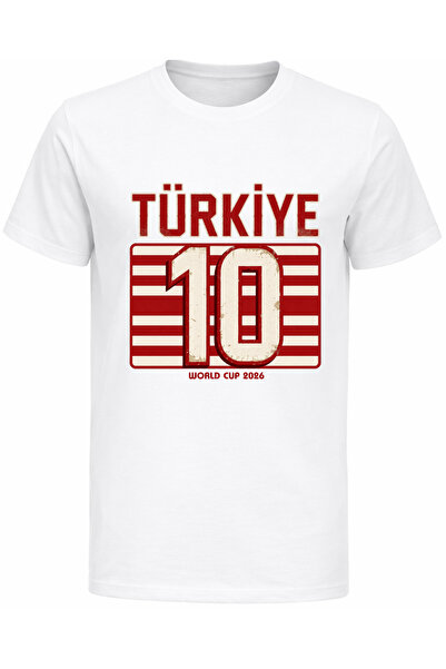 Efendioğlu Design Vintage Turkey 10 Printed Cotton World Cup 2026 T-Shirt