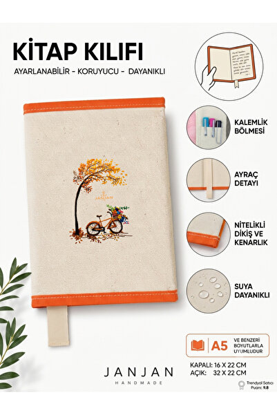 JANJAN DOĞAL KUMAŞ Kitap Kılıf,Yıkanabilir Kitap Kılıfı,Kitap Koruyucu,32x22 ...