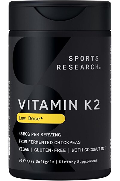 Sports Research Vitamin K2 as MK 7 45mcg with Coconut MCT Oil 90 Veggie Softg...