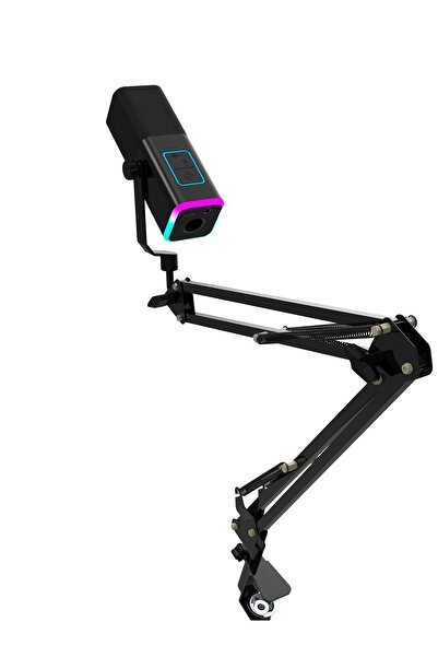 COOLHAWK ميكروفون ألعاب ديناميكي مع حامل ذراع - واجهة مزدوجة XLR/USB، إضاءة R...
