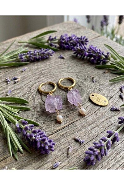 THE GEM STORIES JEWELRY Σκουλαρίκια κρεμαστά αμέθυστου