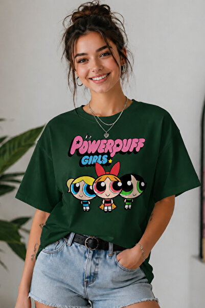 ArtYus Powerpuff Girls Printed Unisex Oversize T-Shirt – Cotton Crew Neck Cas...