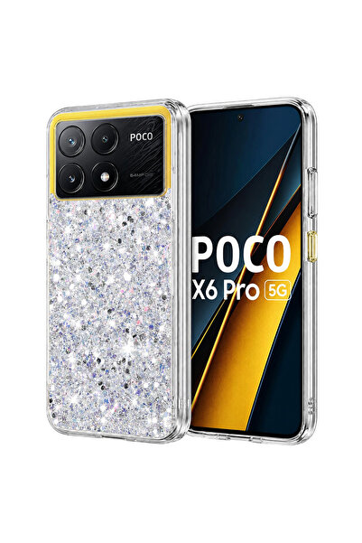 Techsuit Husa pentru Xiaomi Poco X6 Pro, Sparkly Glitter, protectie antisoc, alb