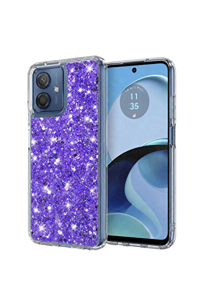 Techsuit Husa pentru Motorola Moto G14, Sparkly Glitter, protectie antisoc, mov