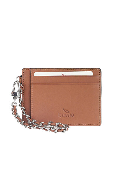 BUENO Tan Dark Leather Unisex Card Holder