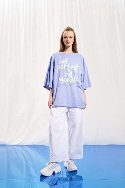 #vdr viadellerose VDR Lila Slogan Baskili T-shirt 17318