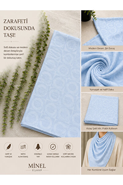 minelesarp Minel Scarf Monogram Patterned Ayrobin Fabric Cotton Jacquard Shaw...