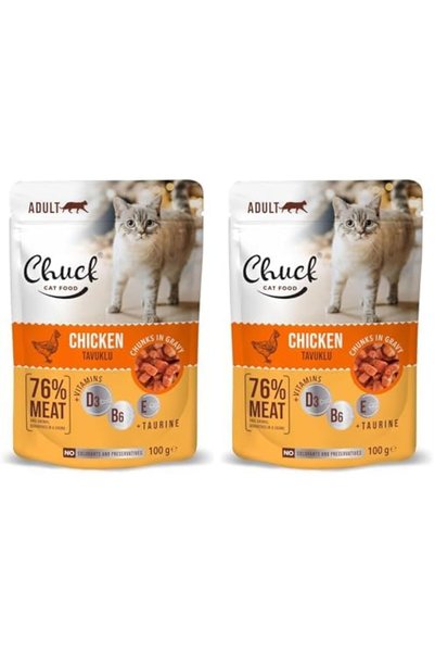 Yıldızan zkra shop Chuck Pouches, Yetişkin, Tavuklu 100 Gr x 24 adet (2 paketi) 1053162