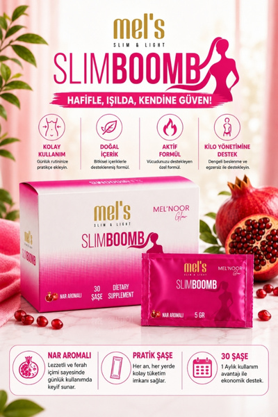 Melnoor Glow Mel’s Slimboomb Premium Formül 30 Saşe – Tokluk Hissi ve Metabol...