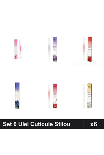 global fashion Set 6 Ulei Cuticule Tip Stilou - Peach, Afine, Trandafir, Blue...