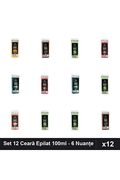 global fashion Set 12 Ceară Epilat Unică Folosință 100ml - 6 Nuanțe: Miere, C...