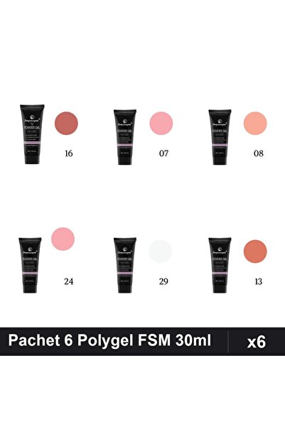 FSM Set 6 Polygel 30ml - Nr.07, Nr.08, Nr.13, Nr.16, Nr.24, Nr.29