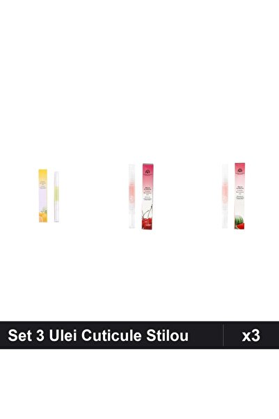 global fashion Set 3 Ulei Cuticule Tip Stilou - Lemon, Cireșe, Pepene Verde