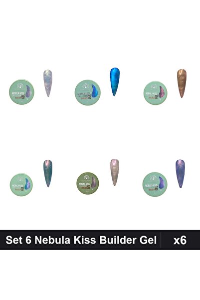 global fashion Set 6 Nebula Kiss Builder Gel 15g - Nr.01 Nr.03 Nr.04 Nr.10 Nr...