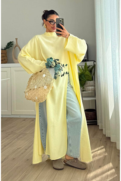 My Blog Yellow Slit Design Abaya - 8515