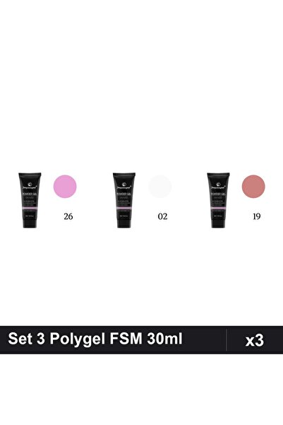 FSM Set 3 Polygel 30ml - Nr.26, Nr.02, Nr.19 - Constructie Unghii