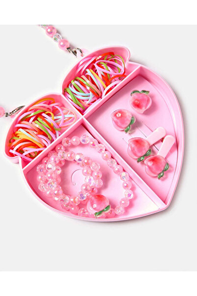 REDTAG Girls Pink Hair Accessories And Necklace Set With Box