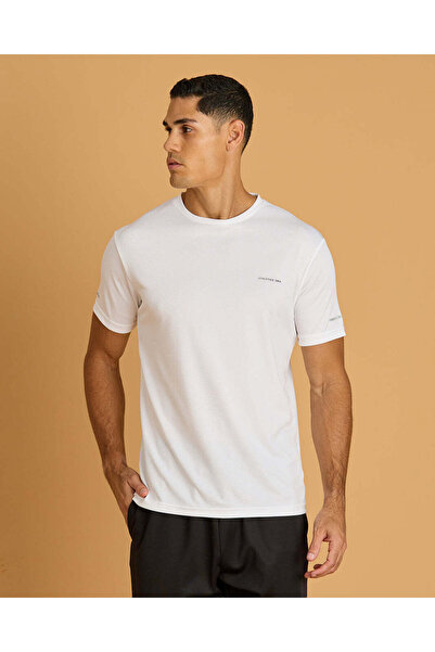 REDTAG Men White Sports T Shirt