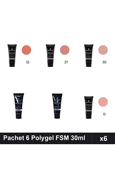 FSM Set 6 Polygel 30ml - Nr.11, Nr.13, Nr.14, Nr.15, Nr.27, Nr.30 - Construcț...