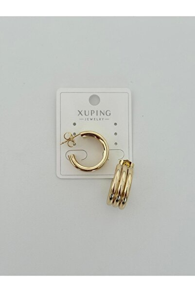 POKAK XUPING JEWELRY Kadın 14K Altın Kaplama Luna Chunky Hoop Halka Küpe