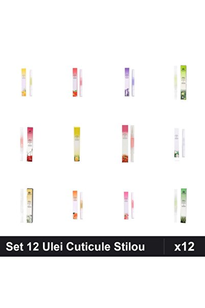NAİLS Set 12 Ulei Cuticule Stilou - Lemon, Strawberry, Lavanda, Cherry, Orang...