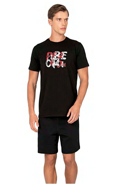 Pierre Cardin 6136 Men's Black Short Sleeve Round Neck Shorts Set