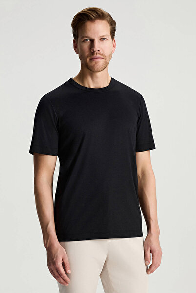 Hemington Supima Pamuk Bisiklet Yaka Tencel Siyah T-Shirt