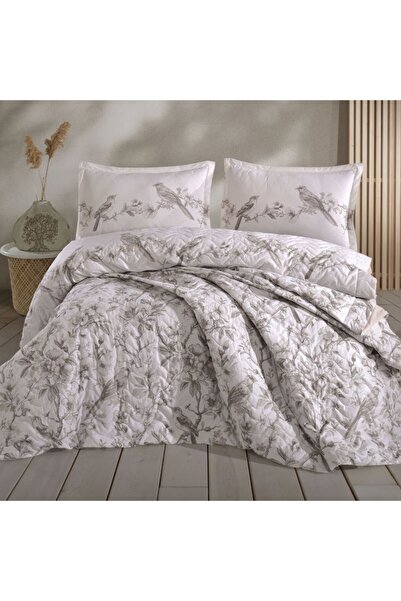 DENİZLİ ÇEYİZ Clasy Double 4 Season Quilted Duvet Cover Set Mevlin Beige