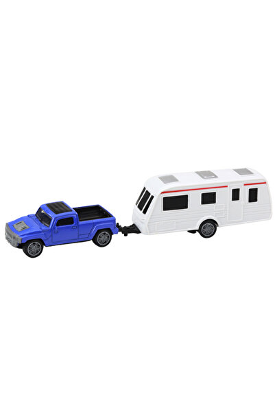 LeanToys Set de mașini metalice cu rulotă