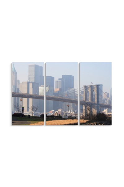 PRINTFINIT Tablou Canvas Podul Brooklyn | 3 Piese