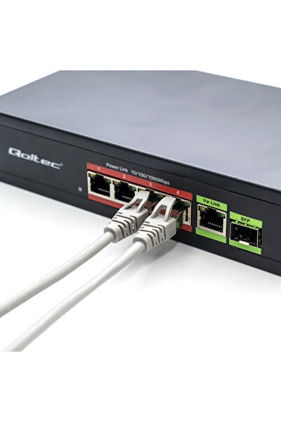 Qoltec Switch neinșalterabil, switch de rețea FAST Ethernet cu 4 porturi RJ45...
