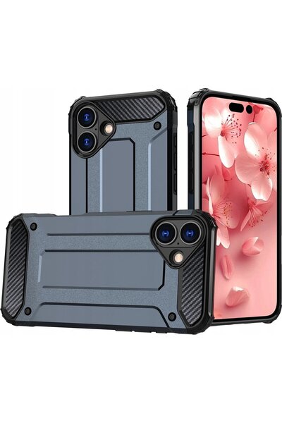 Hurtel Husă Hibridă Tip Armură pentru iPhone 16 - Albastru