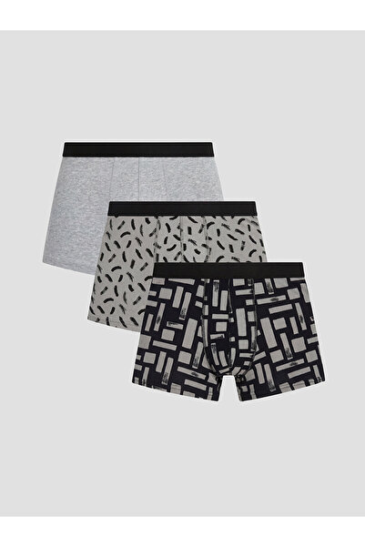 LC Waikiki Nevavm Cotton Flexible Fabric Men's Boxer 3-Piece with Difference