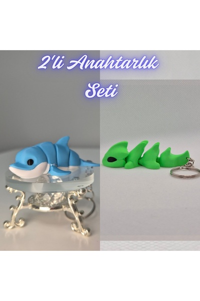 3DAtölyeMaker Light Blue Flexible Colorful Dolphin and Green Flexible Dragon ...