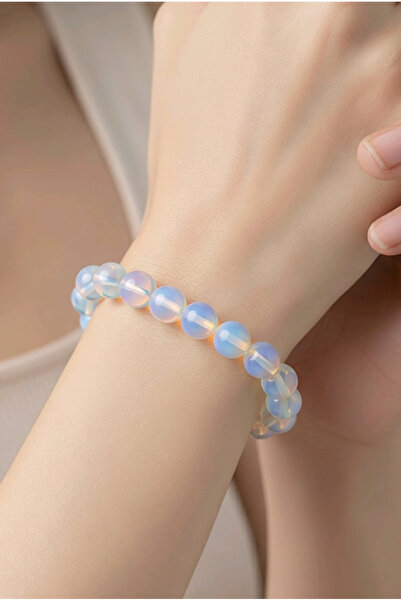 NBS Beautiful Naturel Stones Women's Opalite Bracelet 18 cm 8 mm Stylish Tren...