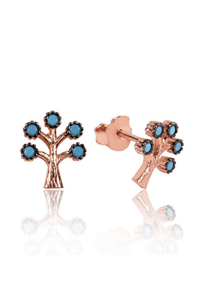BlackCraft Silver Turquoise Turquoise Stone Tree of Life Earrings
