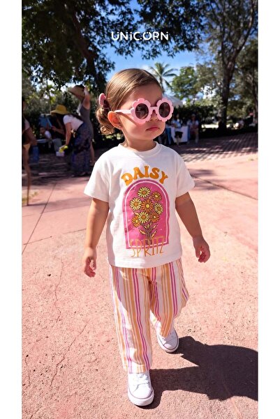 Sweet Luna Baskılı T-Shirt ve Müslin Pantolon Takım