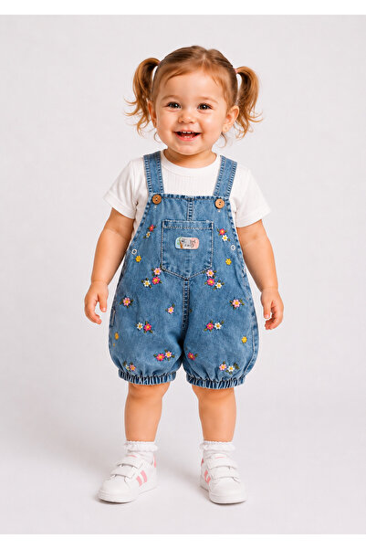 Mou&Kou Baby Girl 2-Piece Set Salopet with Shorts 9-12-18 Months