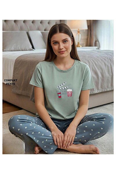 Mihra Women's Compakt Combed Cotton Crew Neck Short Sleeve Slim Pajama Set 90...