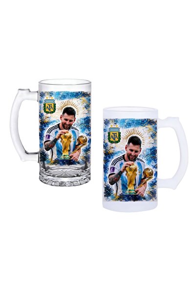 Ghostbastır Messi Beer Glass with Handle, Available in Frosted or Transparent...