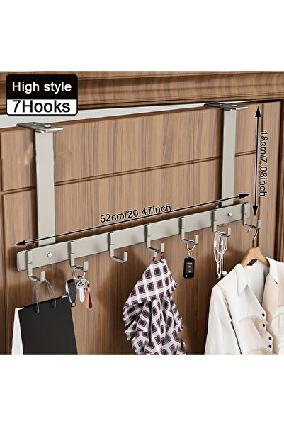 Choice4 7Hooks Gray H Hooks Over The Door 5/7 Hooks Metal Bathroom Organizer ...
